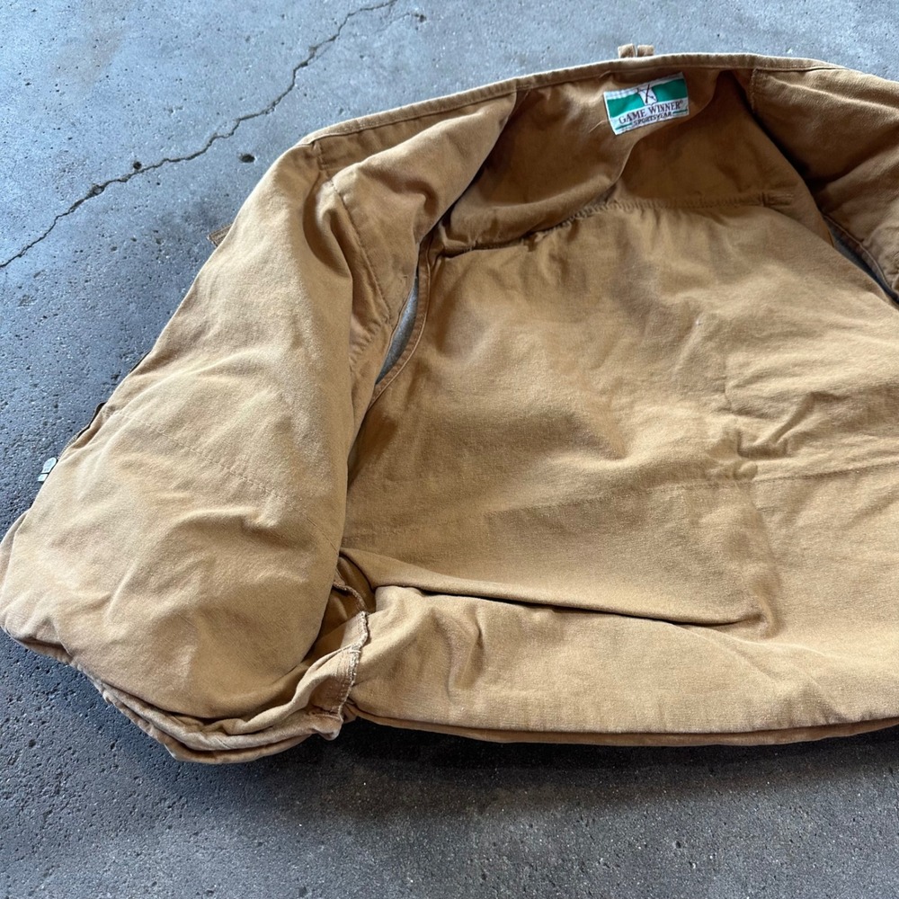 VTG Game Winner Hunting Vest Mens XL Tan Brown Duck Canvas Utility Game Bag - Picture 10 of 11